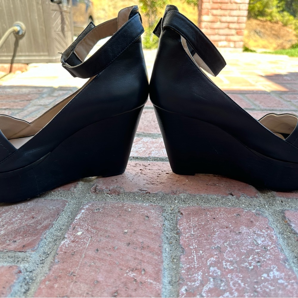 CK Calvin Klein wedge platform heels black leather - Picture 4 of 6